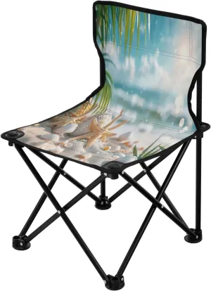 Seashore Beach Portable Outdoor Folding Chair Anti-Slip Padded Oxford Cloth Stool Camping Chair Small for Beach Hiking Fishing Gardening Quad Camp Chair