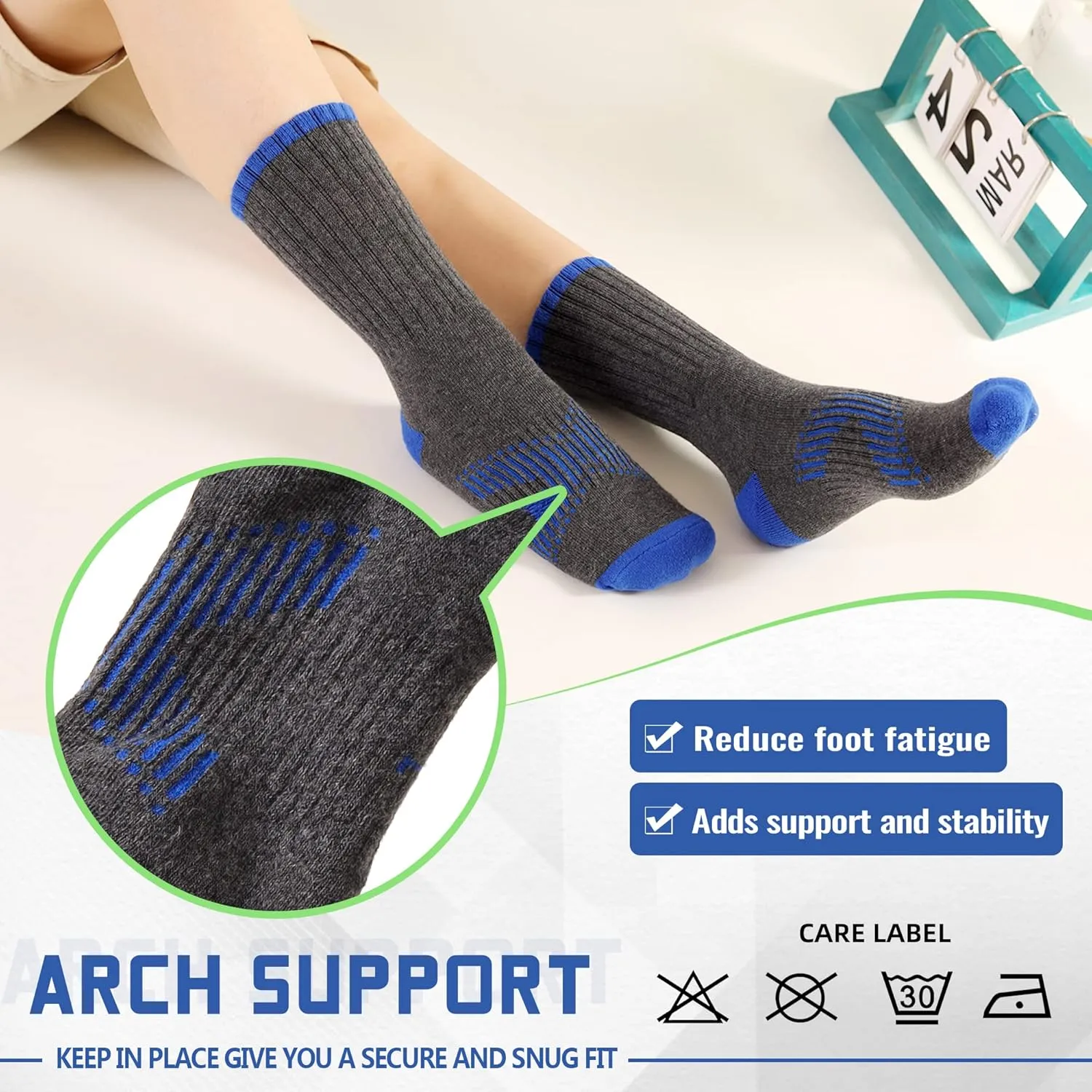 SeeyAN Kids Socks Boys Crew Athletic Half Cushioned Cotton Sport Running Arch Support Breathable Socks 6 Pairs