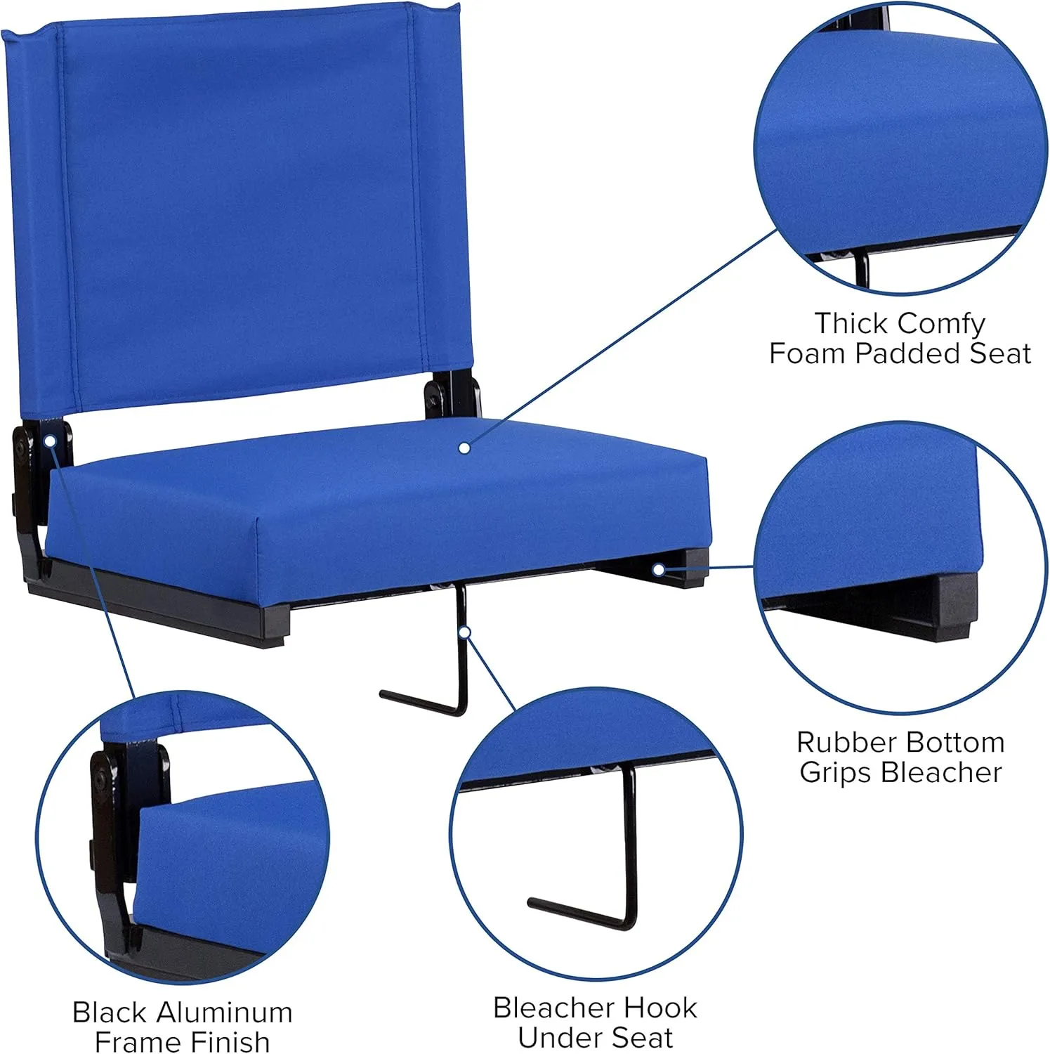 Set of 2 500 lb. Rated Lightweight Stadium Chair with Ultra-Padded Seat