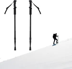 Set of 2 Telescopic and Foldable Straight - Handle 3 - Section Hiking Poles, Ideal for Outdoor Adventures