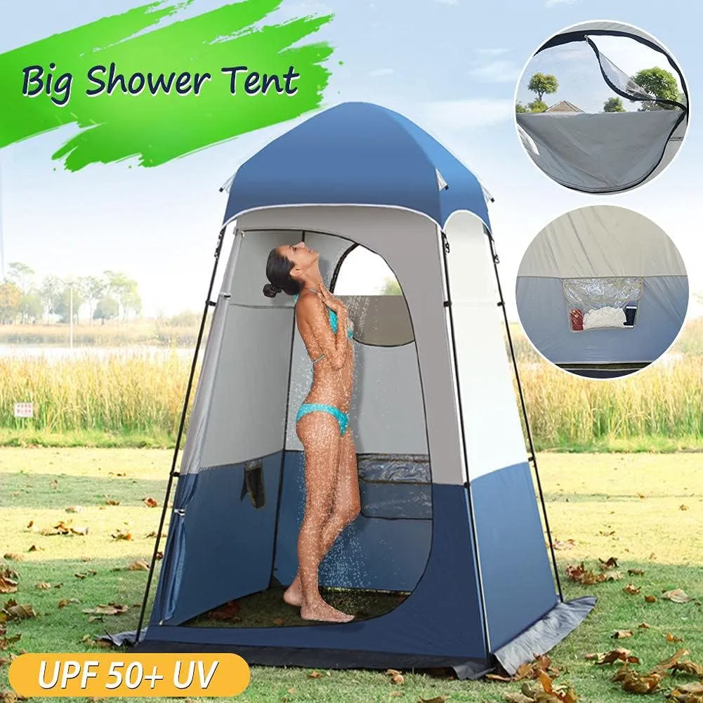 Shower Privacy Tent Oversize Toilet Tent Portable Pop Up Changing Room Waterproof Anti-UV Mobile Shower Tent for Dressing Room Beach Fishing Hiking