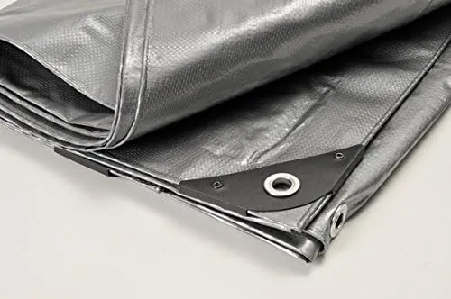 Silver Tarp Extra Heavy Duty Tarp. Water Proof. UV Blocking. Reversible. All Purpose. 12' x 36' - National Standard Products