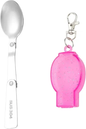 Silverware Flatware Cutlery Set, 1/4/6/8/10/12 Pcs 304 Stainless Steel Spoon Foldable Storage Camping Tableware Creative Outdoor Travel Portable Spoon(Pink,4 Pieces)