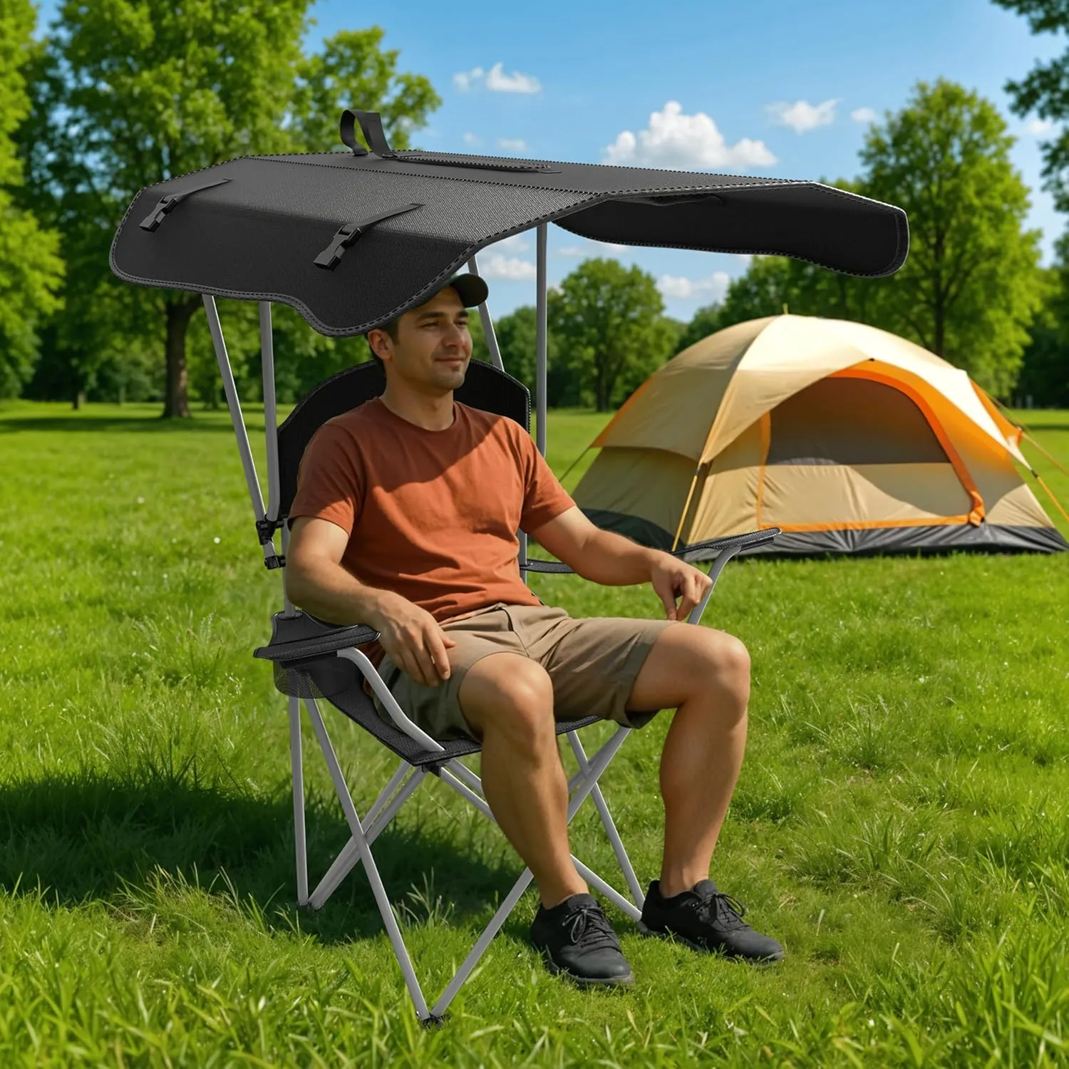 Simple Deluxe Portable Camping Chair, Lightweight Folding Chair for Camp, Outdoor Chair for Adults, Sports, Beach, Hiking, Backpacking, Garden