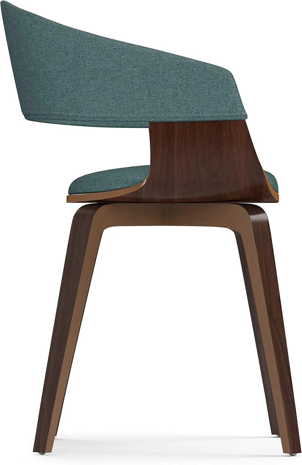 SIMPLIHOME Lowell Dining Chairs - Upholstered Walnut Finish Bentwood Frame and Linen-Style Fabric Kitchen Chair in Light Turquoise Blue, Modern Dining Room Seating with Curved Back and Padded Seat