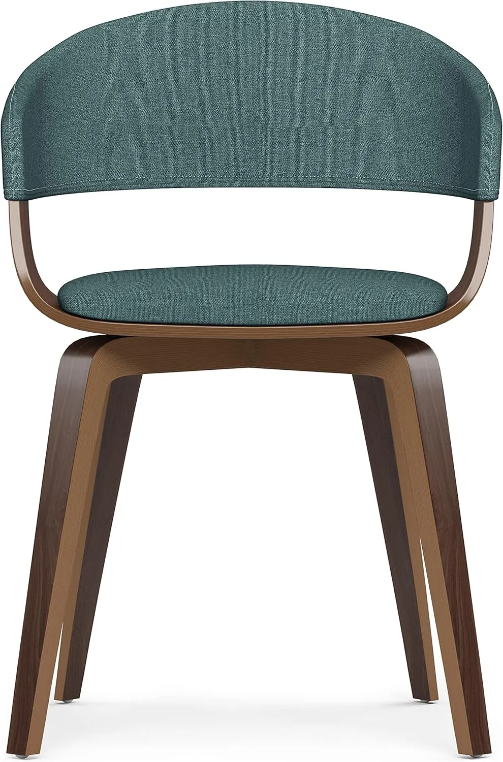 SIMPLIHOME Lowell Dining Chairs - Upholstered Walnut Finish Bentwood Frame and Linen-Style Fabric Kitchen Chair in Light Turquoise Blue, Modern Dining Room Seating with Curved Back and Padded Seat