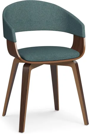 SIMPLIHOME Lowell Dining Chairs - Upholstered Walnut Finish Bentwood Frame and Linen-Style Fabric Kitchen Chair in Light Turquoise Blue, Modern Dining Room Seating with Curved Back and Padded Seat