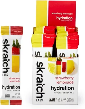 Skratch Labs Hydration Packets Hydration Drink Mix, Strawberry Lemonade (20ct) - Electrolyte Powder Developed for Athletes and Sports Performance, Gluten Free, Vegan, Kosher