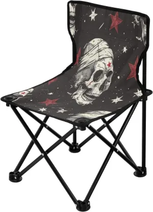 Skull Start Portable Outdoor Folding Chair Anti-Slip Padded Oxford Cloth Stool Camping Chair Small for Beach Hiking Fishing Gardening Quad Camp Chair