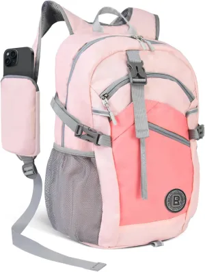 Small Hiking Backpack, 20L Lightweight Travel Backpack with Phone Pocket, Hiking Daypack for Women Men,Pink