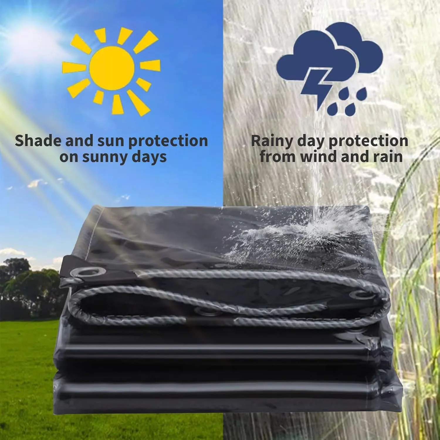 Small Multipurpose Cover, Black Translucent,Heavy Duty 400g/m² PVC Clear s with Eyelets Tarp Sheet Cover Soft Glass Home Garden Outdoor - Groundsheet Windproof Camping Patio(1x1m)