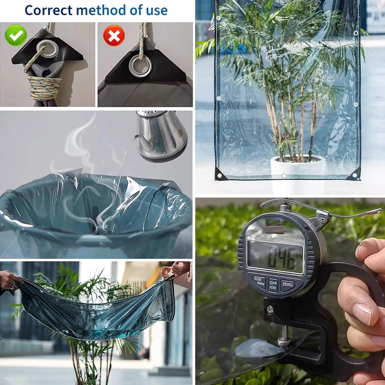 Small Multipurpose Cover, Black Translucent,Heavy Duty 400g/m² PVC Clear s with Eyelets Tarp Sheet Cover Soft Glass Home Garden Outdoor - Groundsheet Windproof Camping Patio(1x1m)