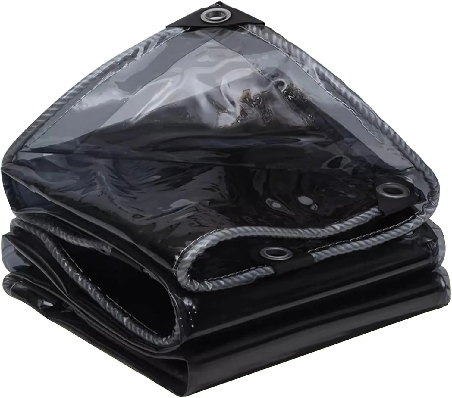 Small Multipurpose Cover, Black Translucent,Heavy Duty 400g/m² PVC Clear s with Eyelets Tarp Sheet Cover Soft Glass Home Garden Outdoor - Groundsheet Windproof Camping Patio(1x1m)