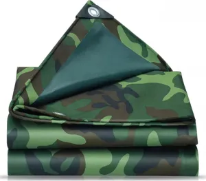 Small Multipurpose Cover, Green Camouflage 450g/m² Heavy Duty Tarps Cover Sheet, 0.4mm Thick Oxford Canvas Tarp for Garden Furniture Shed Outdoor Camping Chicken Shed(1.2x1.8m)