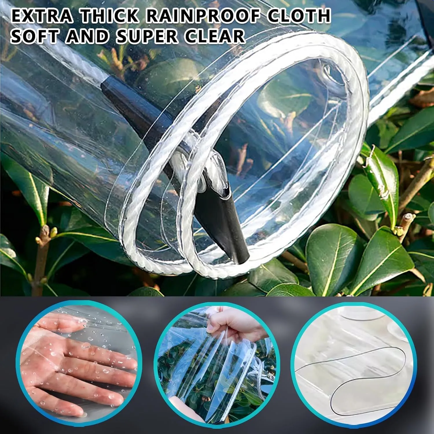 Small Multipurpose Cover, Heavy Duty Clear Tarps Sheet Cover Plastic Sheeting with Eyelets，PVC Transparent Sheet for Outdoor Use(1x1m)