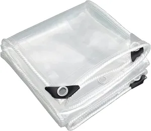 Small Multipurpose Cover, Heavy Duty Clear Tarps Sheet Cover Plastic Sheeting with Eyelets，PVC Transparent Sheet for Outdoor Use(1x1m)