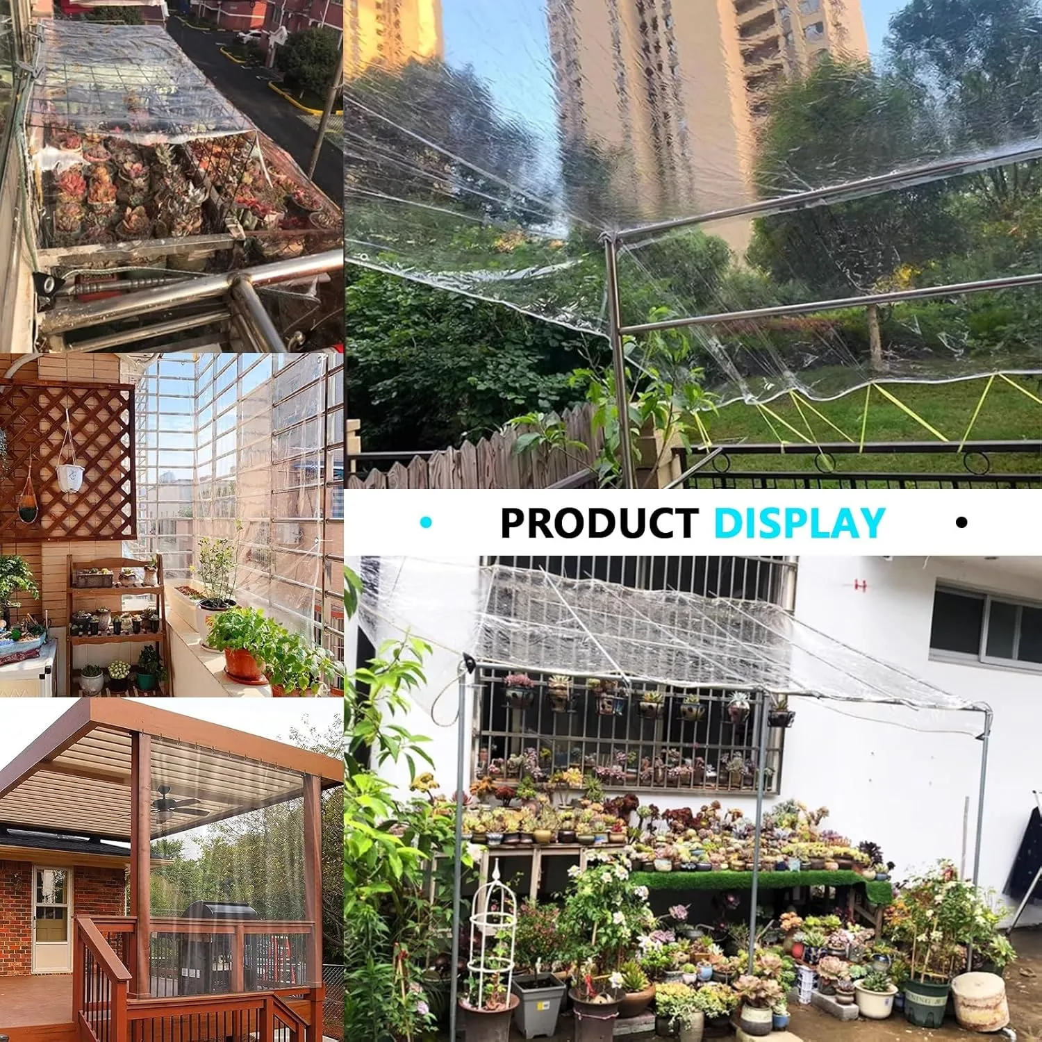 Small Multipurpose Cover, Heavy Duty Clear Tarps Sheet Cover Plastic Sheeting with Eyelets，PVC Transparent Sheet for Outdoor Use(1x1m)