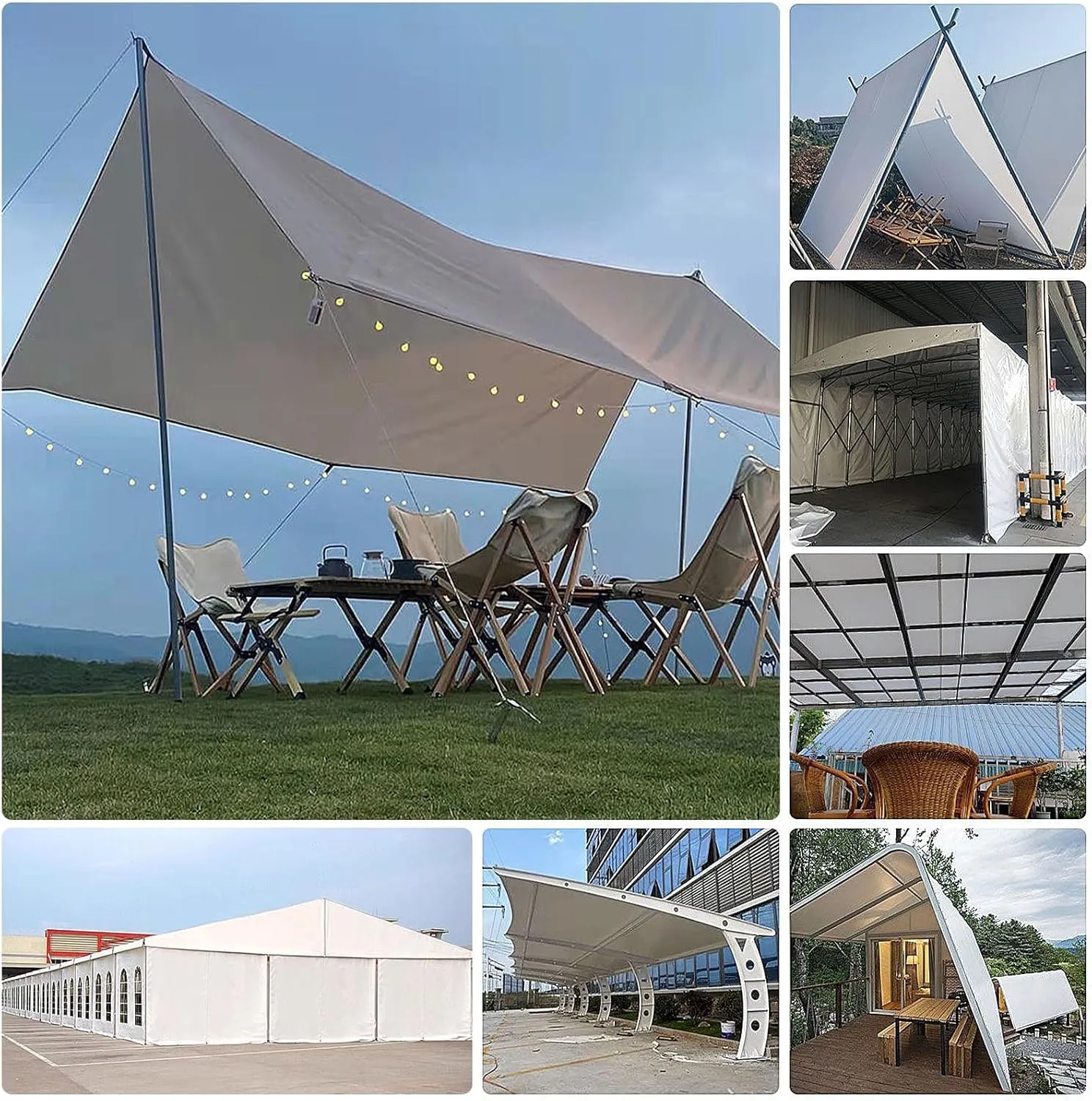 Small Multipurpose Cover, Heavy Duty White Tarp Sheet Ground Cover for Outdoor Furniture Caravan Car, Multi-Purpose Canopy Tent(1x1.5m)