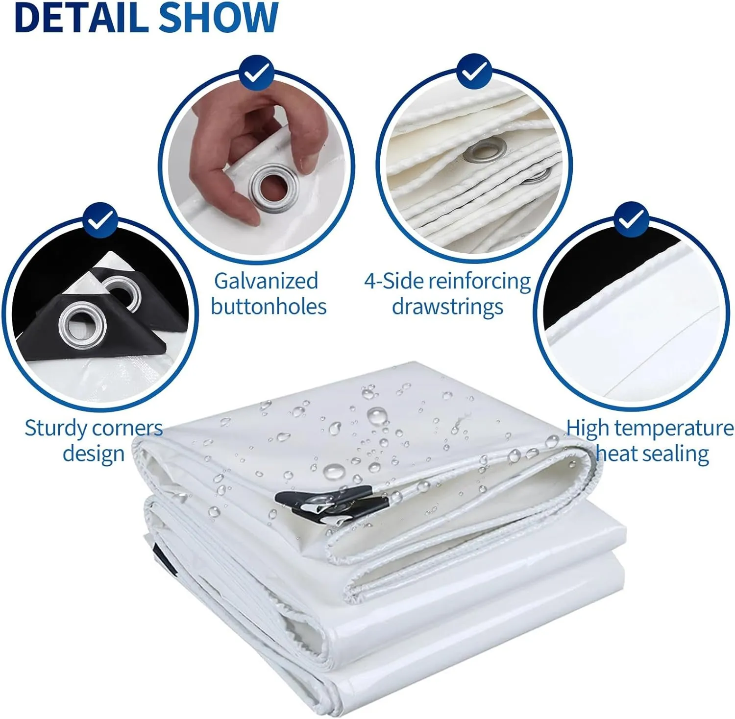 Small Multipurpose Cover, Heavy Duty White Tarp Sheet Ground Cover for Outdoor Furniture Caravan Car, Multi-Purpose Canopy Tent(1x1.5m)
