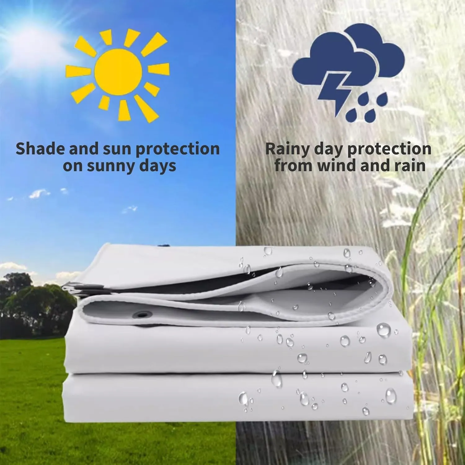 Small Multipurpose Cover, Heavy Duty White Tarp Sheet Ground Cover for Outdoor Furniture Caravan Car, Multi-Purpose Canopy Tent(1x1.5m)