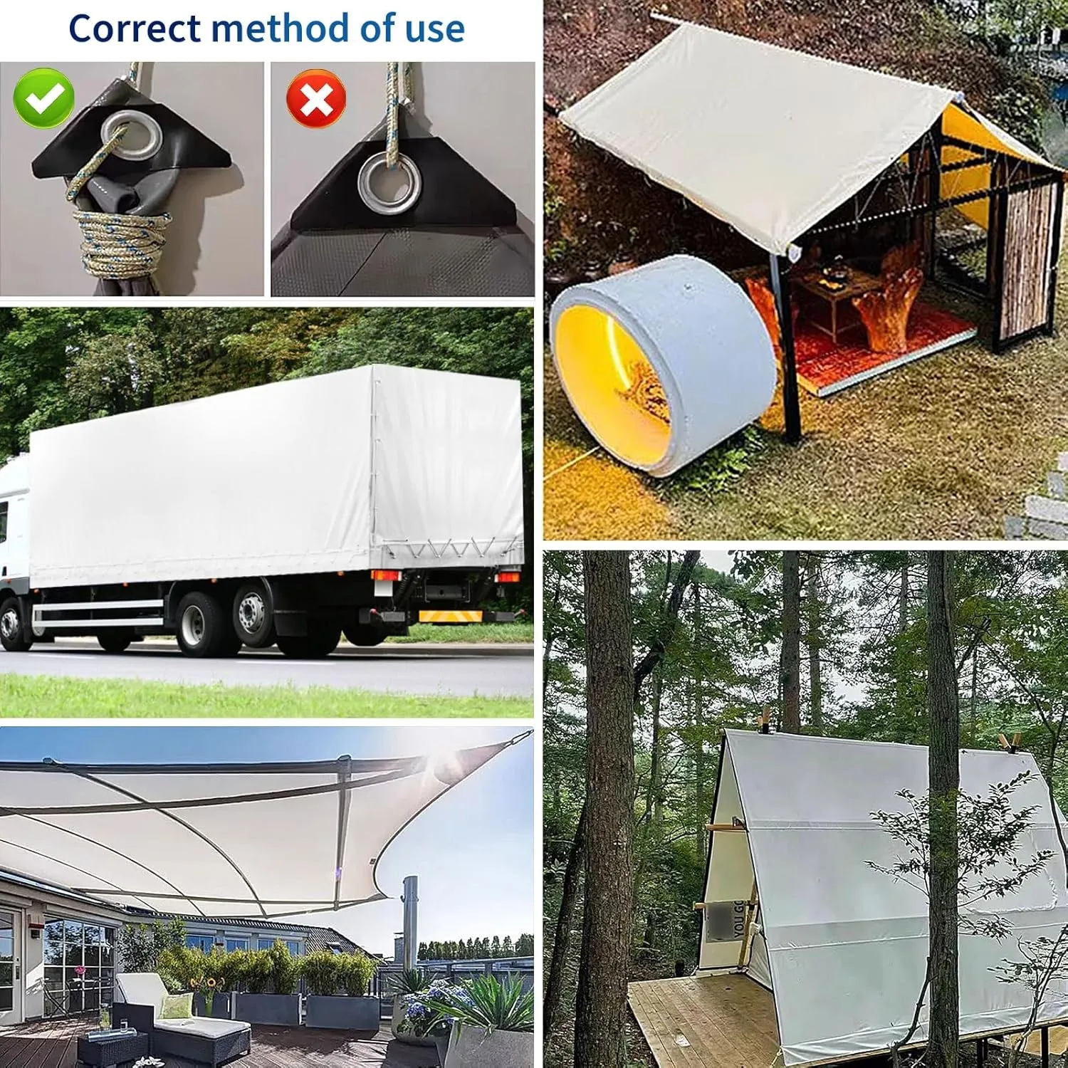 Small Multipurpose Cover, Large Plastic Cover PVC Double-Sided Tarps Sheet Cover Ground Sheets for Outdoor Camping, White(1.2x1.2m)