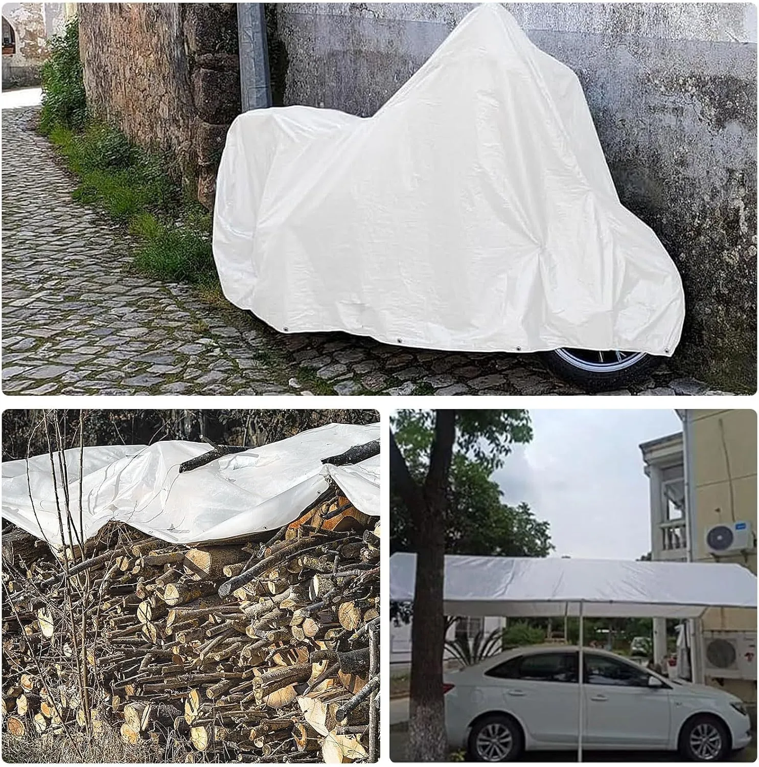 Small Multipurpose Cover, Large Plastic Cover PVC Double-Sided Tarps Sheet Cover Ground Sheets for Outdoor Camping, White(1.2x1.2m)