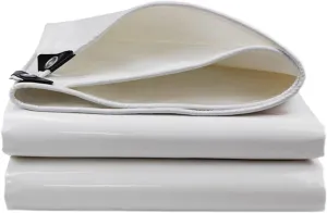 Small Multipurpose Cover, Tarp Sheet with Eyelets 500g/㎡ Heavy Duty Cover Tarp, White Double-Sided Sheet for Car, Garden, Wood, Outdoor Camping, Roofs Use(6.5ftx9.8ft)