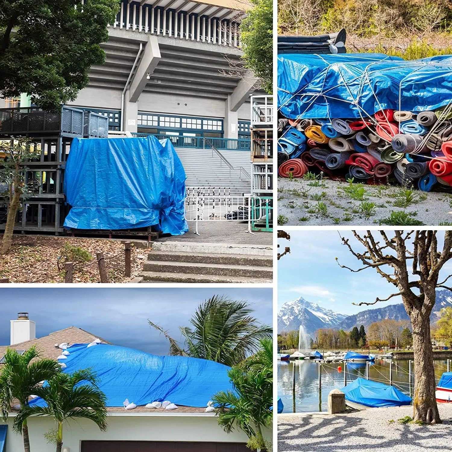 Small Tarp, Tarps Heavy Duty Waterproof 8x12, Waterproof Plastic Poly 16 Mil Thick Tarpaulin with Metal Grommets Every 19.5 Inches - Emergency Rain Shelter, Outdoor Cover, and Camping Use