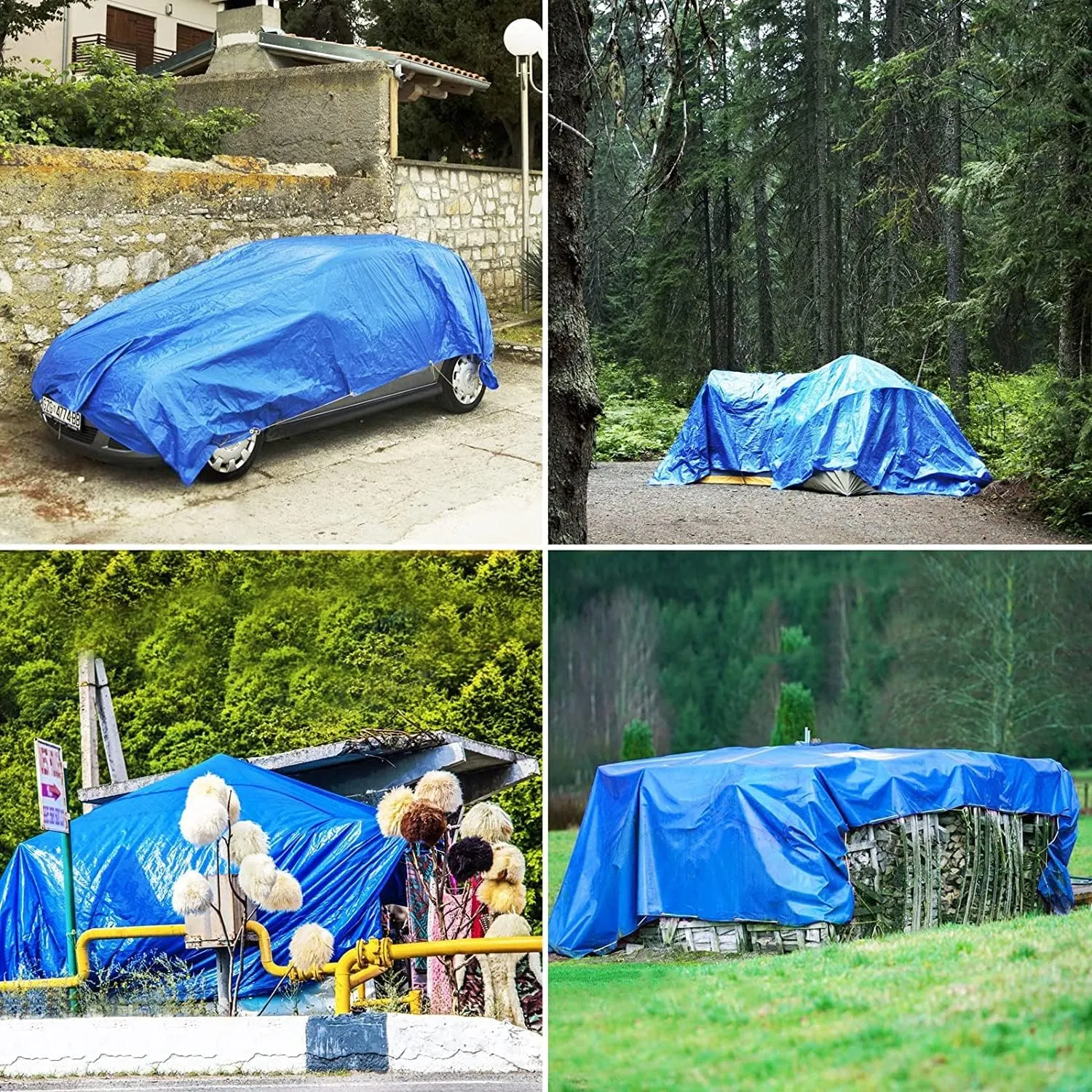 Small Tarp, Tarps Heavy Duty Waterproof 8x12, Waterproof Plastic Poly 16 Mil Thick Tarpaulin with Metal Grommets Every 19.5 Inches - Emergency Rain Shelter, Outdoor Cover, and Camping Use