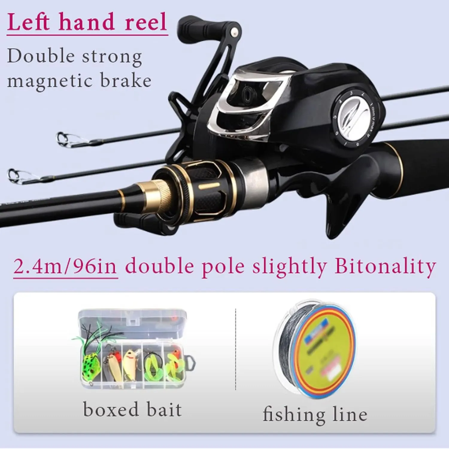 SOBOUR telescoping Deluxe Carbon Fiber Fishing Pole Telescopic Fishing Pole Backpacking Fishing Pole Set Fishing Rod and Reel with Accessories Fishing Rod