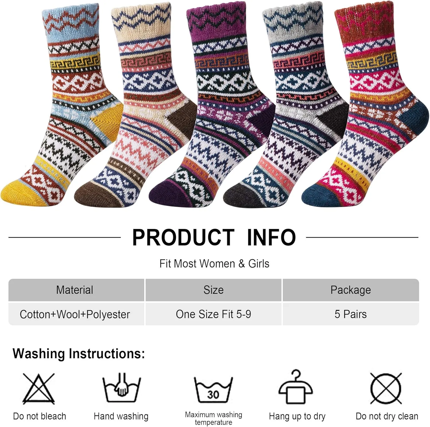 Socks 5 Pairs Warm Winter Women for Gifts