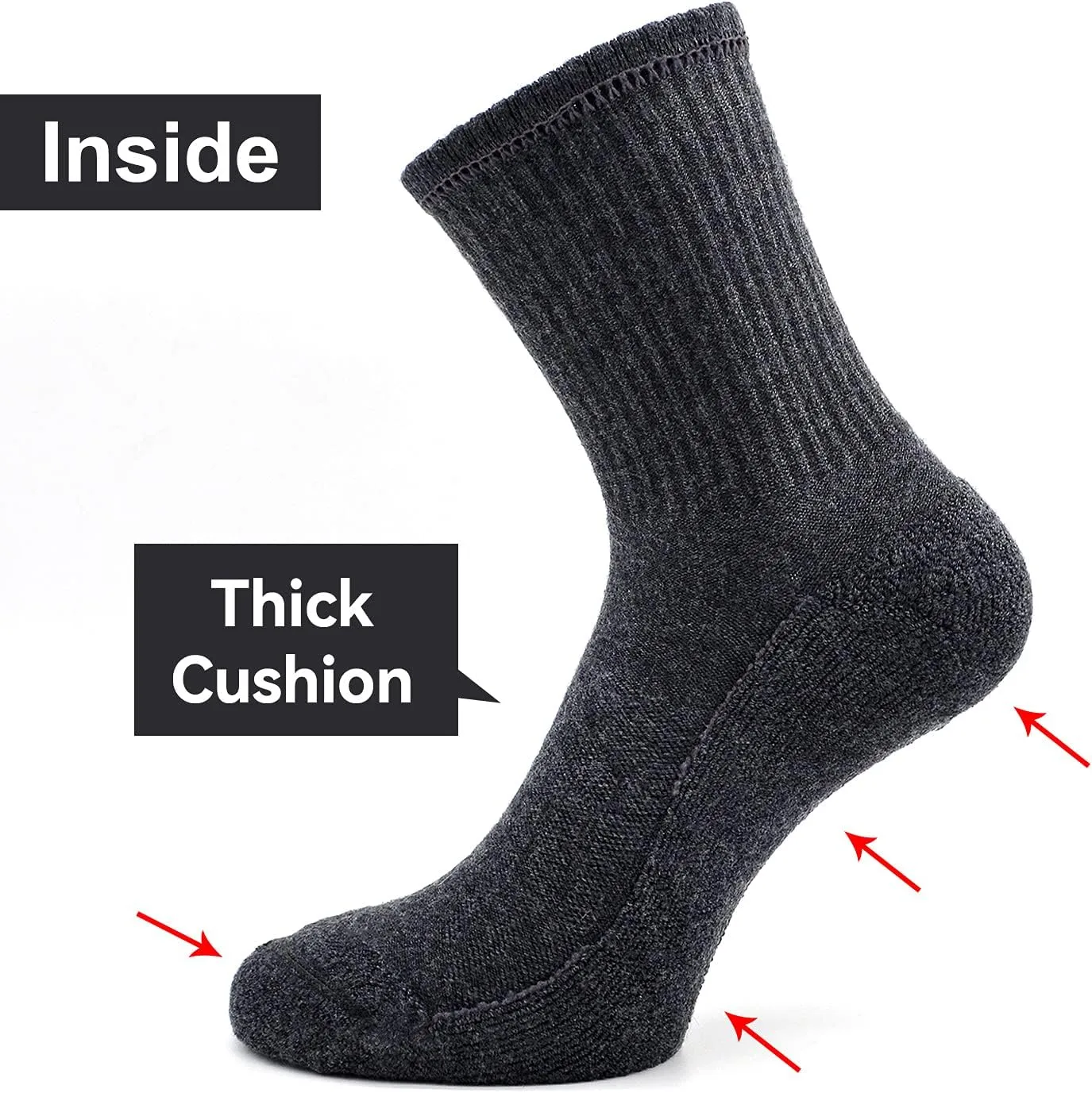 Socks Daze Merino Wool Cushioned Hiking Socks for Men Women, Warm Crew Walking & Boot Socks for Trekking, Work, Outdoor