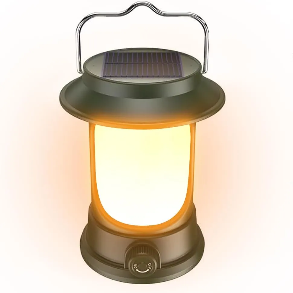 Solar Camping Portable LED Tent Lamp Reable Campsite Lern Waterproof Port Stepless Dimming for Camping Hiking Fishing Courtyard