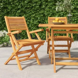 Solid Teak Wood Folding Patio Chairs 2 Pack 21.7"x24.4"x35.4" Outdoor Furniture with Slatted Design for Poolside Camping Beach Backyard