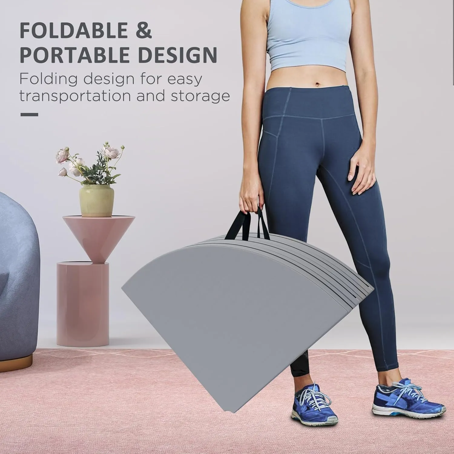 Soozier Pole Dance Crash Mat, 5ft Wide Foldable Pole Padding Crash Pad with Carrying Handles and 3.5" Thick EPE Foam for Dance Training and Exercise