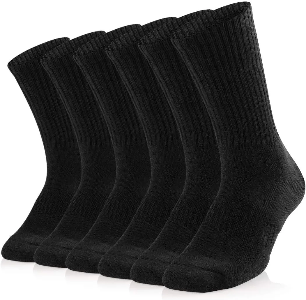 SOX TOWN Unisex Cushioned Crew Training Athletic Socks Men & Women with Combed Cotton Moisture Wicking Breathable Performance
