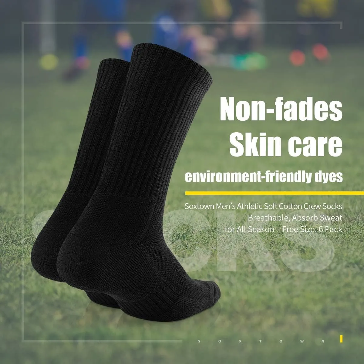 SOX TOWN Unisex Cushioned Crew Training Athletic Socks Men & Women with Combed Cotton Moisture Wicking Breathable Performance