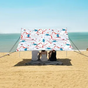 Sport Hockey Goalkeeper Pattern Beach Camping Tent Sun Shelter for Whole Family, Beach Shade Canopy with UPF50  UV Protection,Easy Set Up and Carry,Outdoor Shade for Trips, Fishing, Backyard Fu