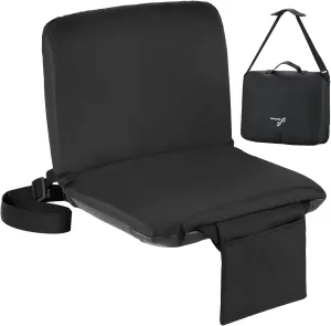 Sportneer Stadium Seats with Back Support: 6 Reclining Position Folding Bleacher Chairs with Back and Cushion - Padded Bleacher Seats with Shoulder Strap & Storage pocket for Events, Outdoors, Camping