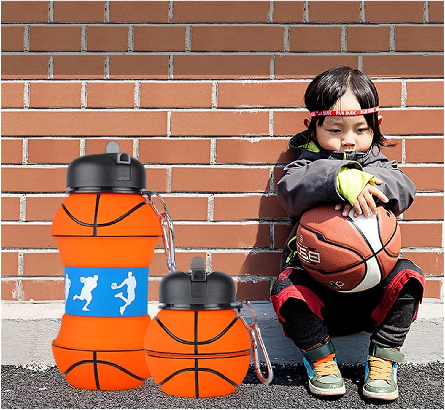 Sports cup Kettle Drinking Portable Travel Adult Children Picnic School (Capacity : 501 600ml, Color : 1 Pc Basketball)