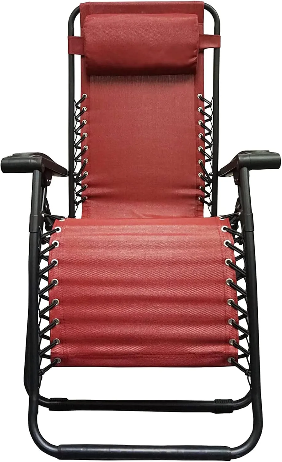 Sports Zero Gravity Outdoor Portable Folding Camping Lawn Deck Patio Pool Recliner Lounge Chair for Adults, Adjustable Headrest, Burgundy