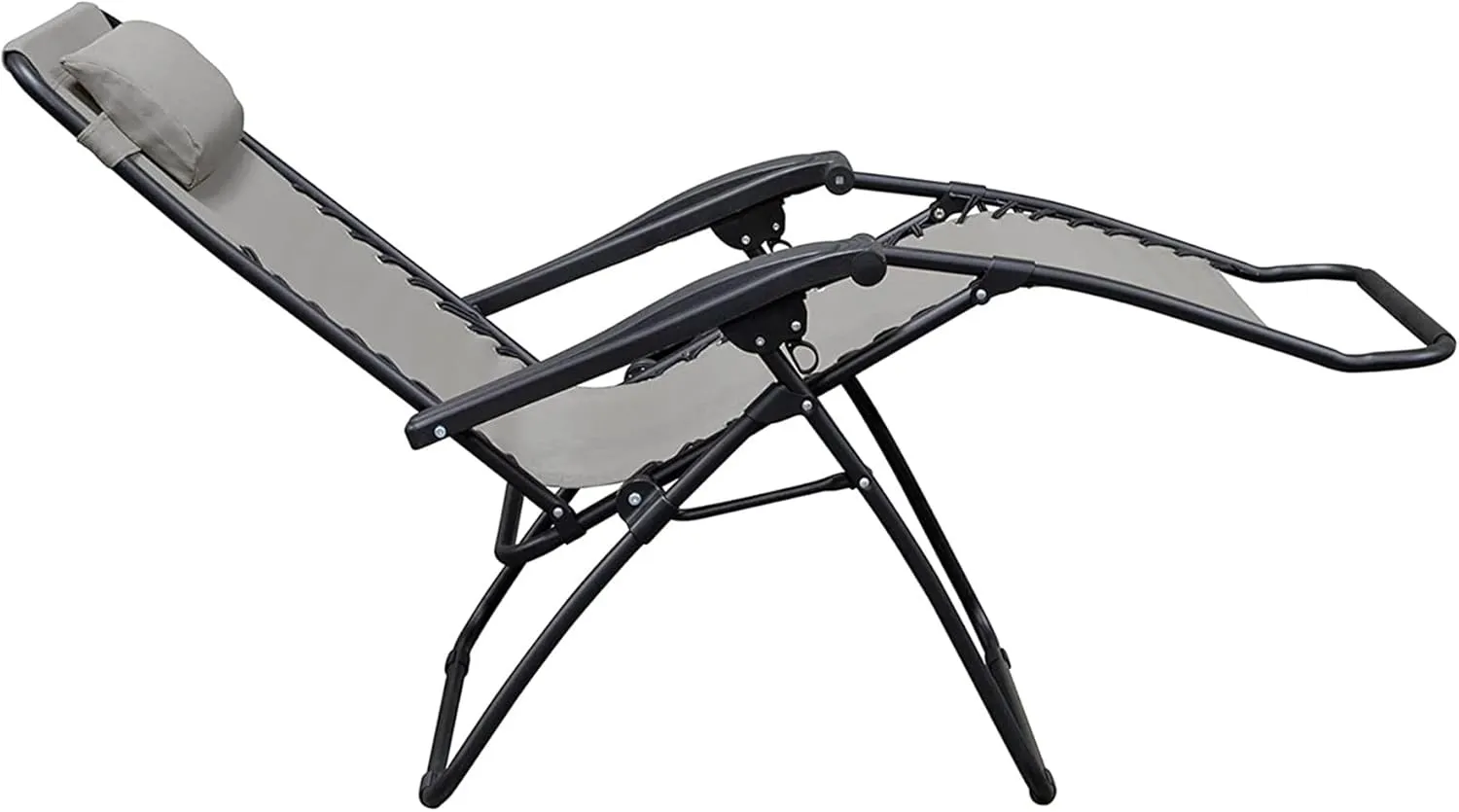 Sports Zero Gravity Outdoor Portable Folding Camping Lawn Deck Patio Pool Recliner Lounge Chair for Adults, Adjustable Headrest, Gray