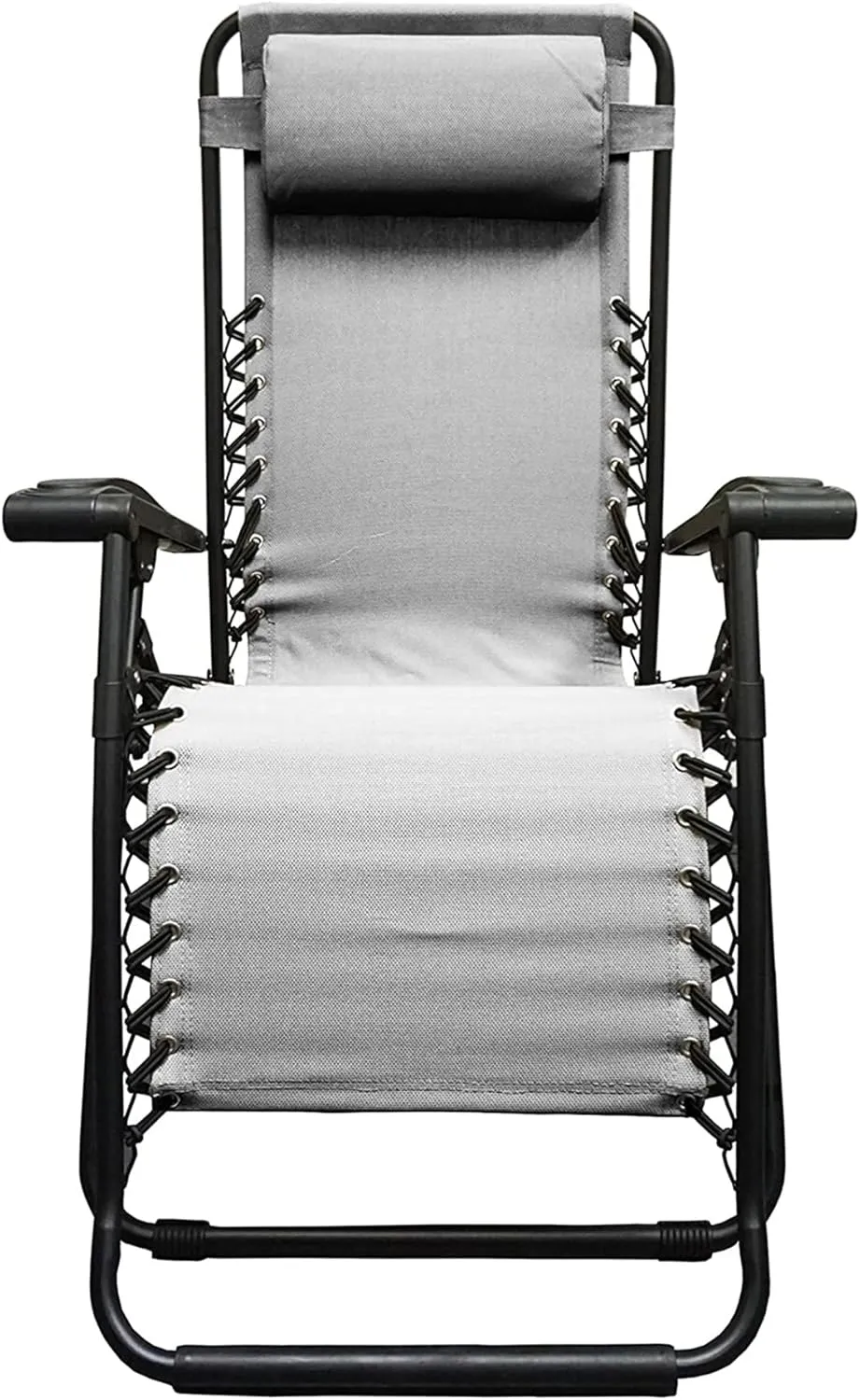 Sports Zero Gravity Outdoor Portable Folding Camping Lawn Deck Patio Pool Recliner Lounge Chair for Adults, Adjustable Headrest, Gray