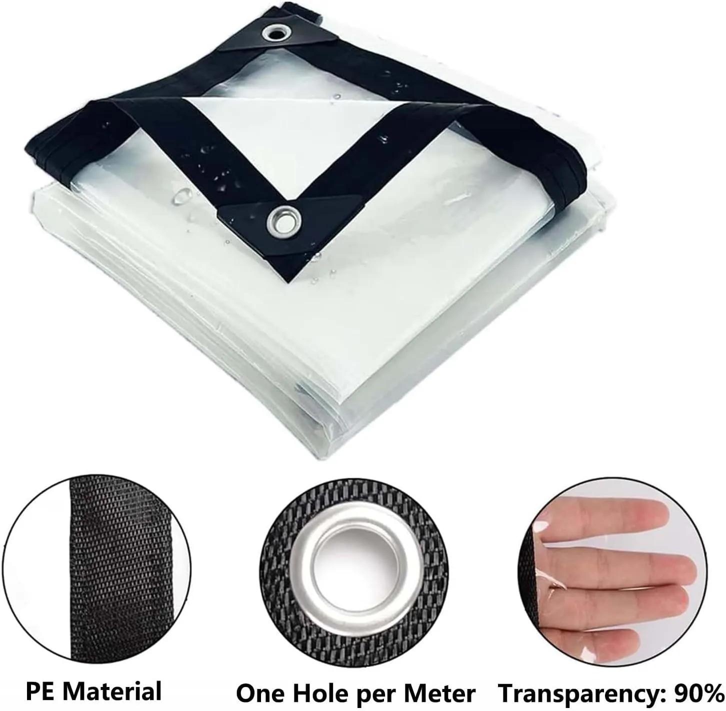 SRHIMEOS Transparent Tarp Waterproof 5.9x13.1ft, Clear Tarpaulin with Grommets and Reinforced Edges, Heavy Duty Plastic Tarps Cover, for Outdoor and Indoor Use