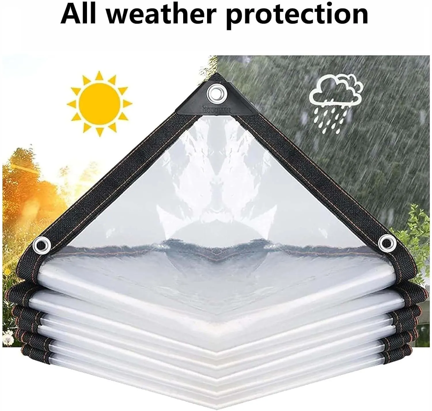 SRHIMEOS Transparent Tarp Waterproof 5.9x13.1ft, Clear Tarpaulin with Grommets and Reinforced Edges, Heavy Duty Plastic Tarps Cover, for Outdoor and Indoor Use