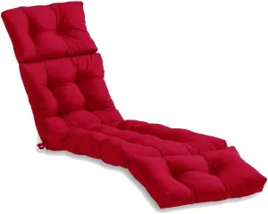 Srutirbo Chaise Lounge Chair Cushions Long Bench Cushion for Outdoor Furniture, All Weather Replacement Indoor Outdoor Padded Recliner Chair Cushion with Non-Slip Back Elastic Sleeve (Burgundy)