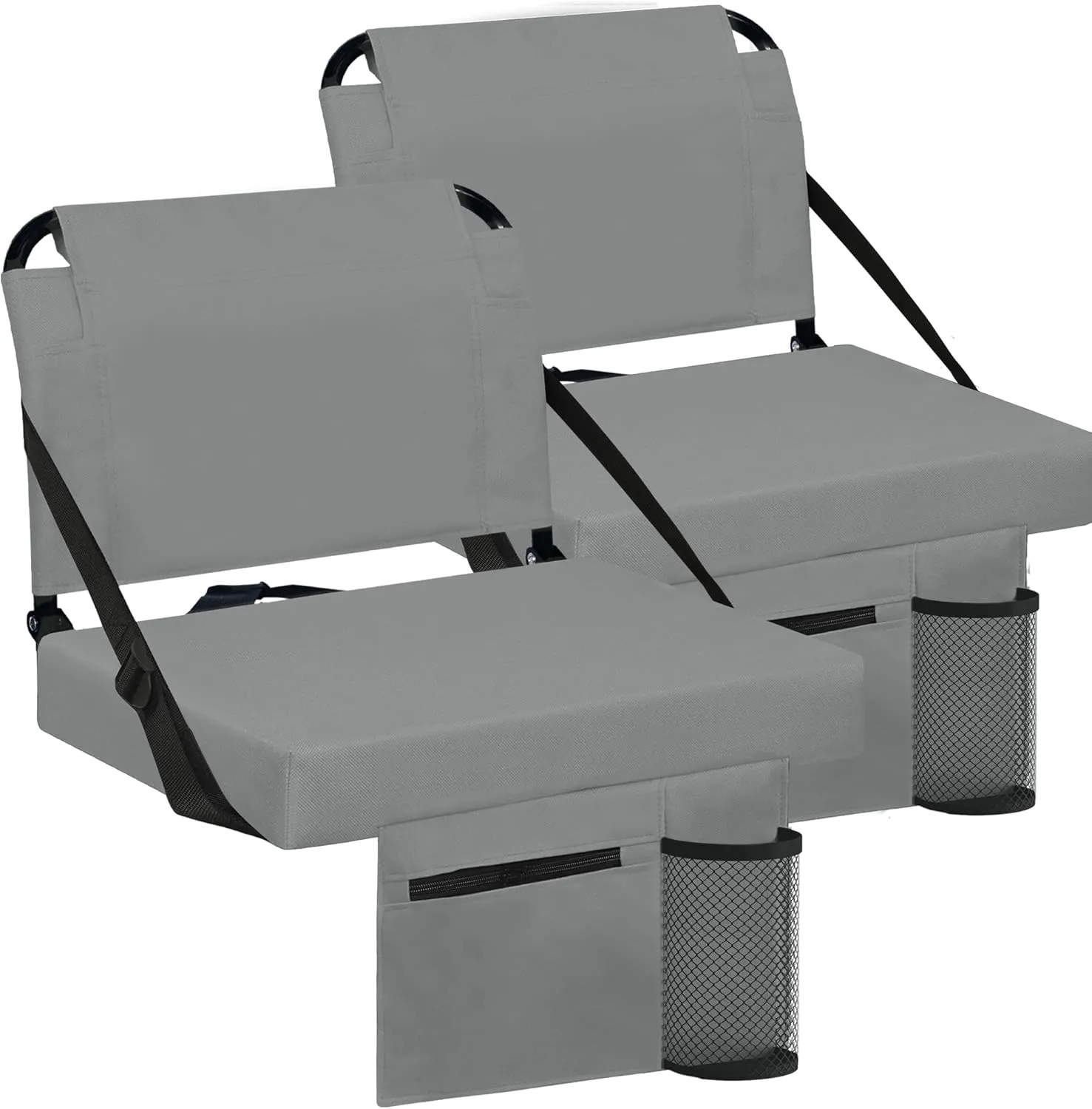 Stadium Seat for Bleachers with Back Support and Wide Padded Cushion Stadium Chair - Includes Shoulder Strap and Cup Holder