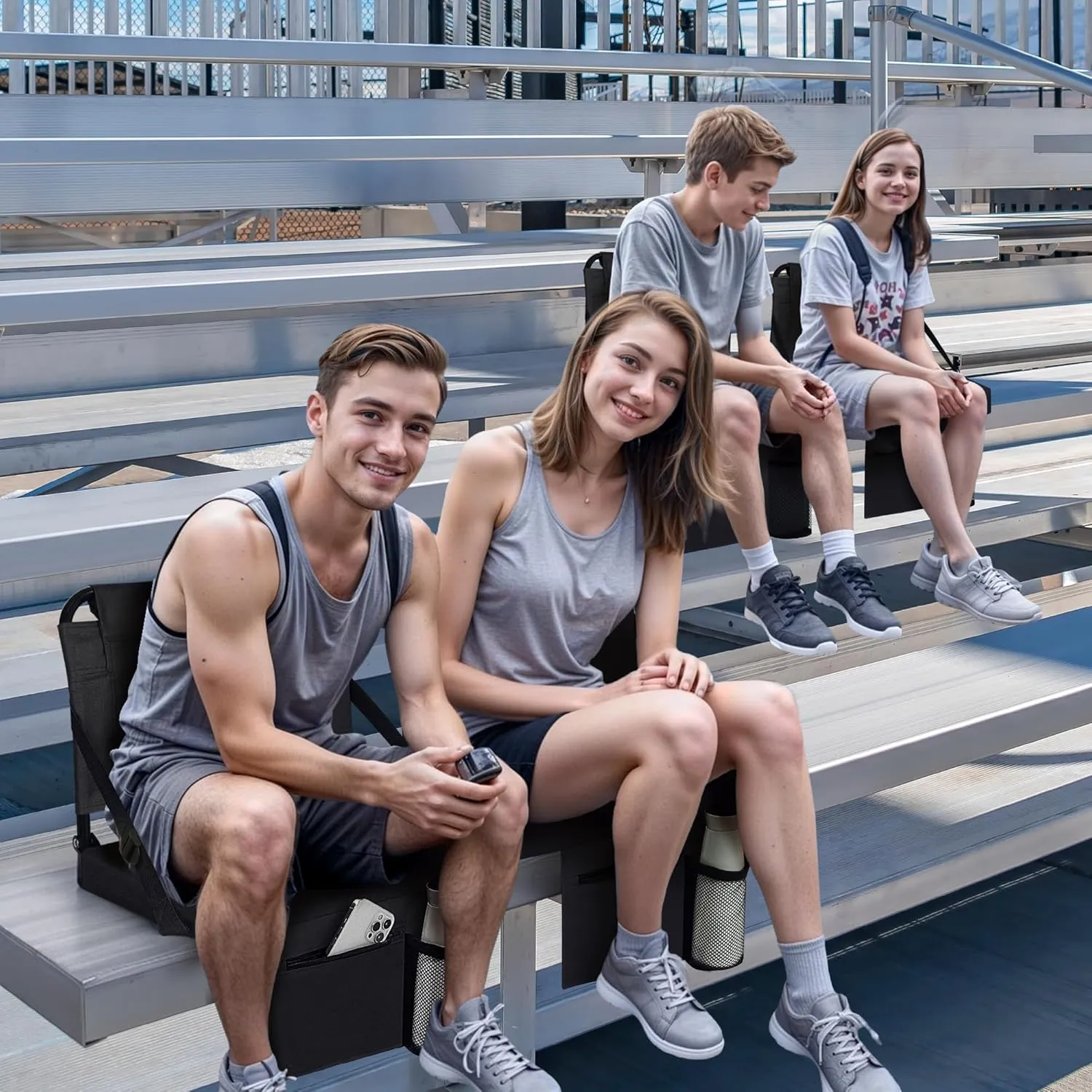 Stadium Seat for Bleachers with Back Support and Wide Padded Cushion Stadium Chair - Includes Shoulder Strap and Cup Holder