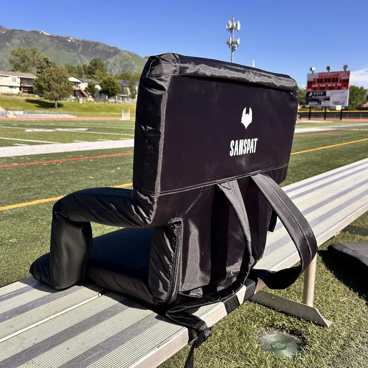 Stadium Seats with High Back Support, Wide Stadium Seats for Bleachers with Lumbar Support, High Back Stadium Seating for Bleachers with arms. Non-Bulky, high Back Stadium seat, 23'' Wide