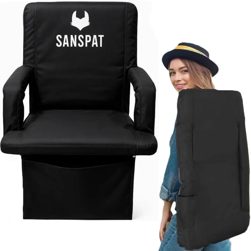 Stadium Seats with High Back Support, Wide Stadium Seats for Bleachers with Lumbar Support, High Back Stadium Seating for Bleachers with arms. Non-Bulky, high Back Stadium seat, 23'' Wide